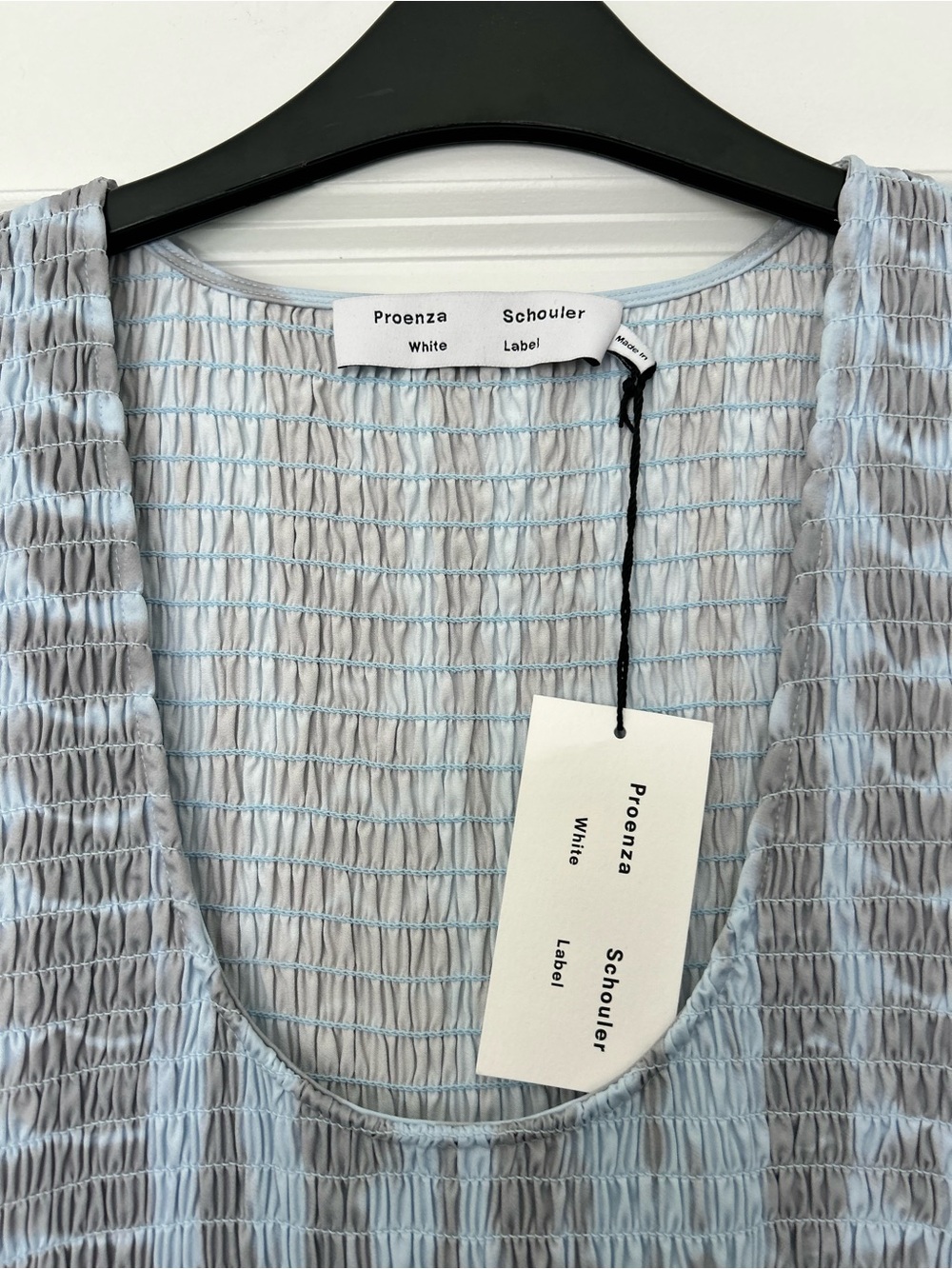 Proenza Schouler Light Blue and Gray Tie-Dye Pleated Midi Dress - Picture 2 of 4